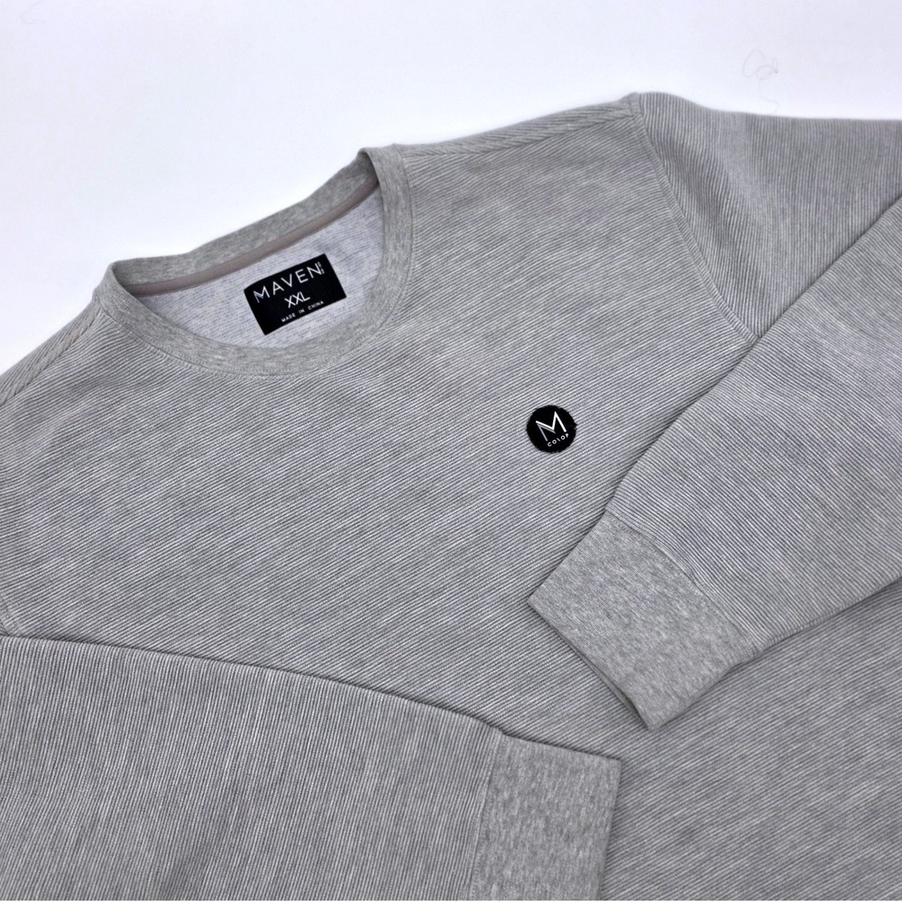 Maven Co-op Mens XXL Gray Ribbed Crewneck Sweatshirt MV00028M Heathered Logo